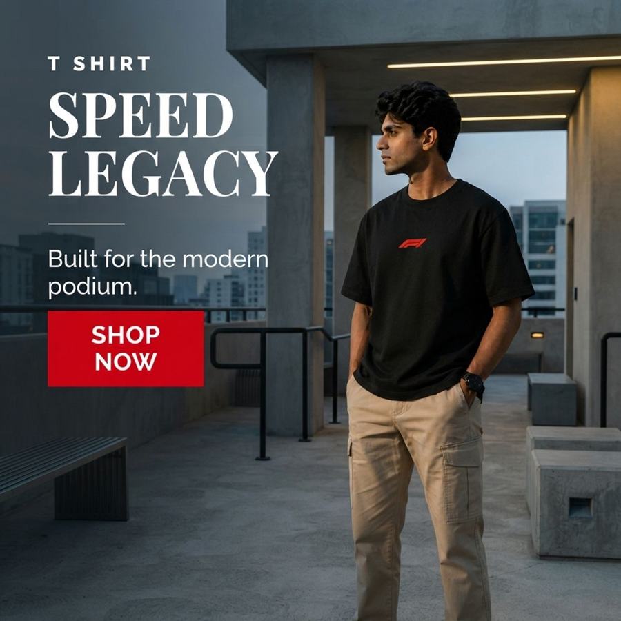 Model in a black VAANAR tee for the Speed Legacy drop